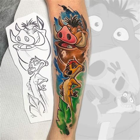 HAKUNA MATATA KING LION TATTOO TIMON AND PUMBAA