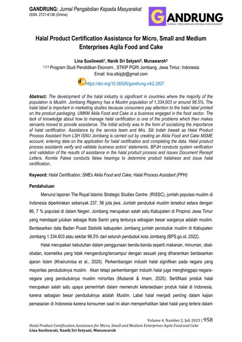 Halal Certification of Micro and Small Enterprises’ Food Products for ... - balustradellc