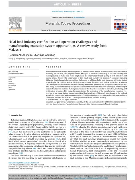 Halal food industry certification and operation challenges and ... - balustradellc