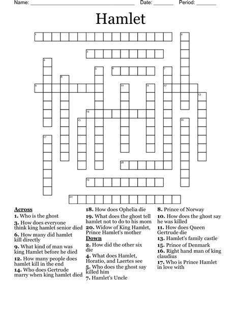 HAMLET CROSSWORD WordMint