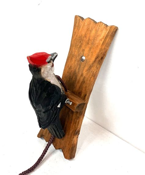 Hand Carved Decorative Woodpecker - Wooden Bird Doorbell [Video] … - muktibox.com