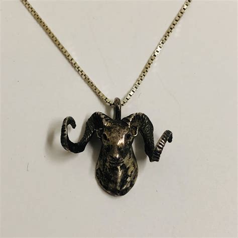 Hand-Painted Ram Pendant in Sterling Silver - Symbol of Strength - balustradellc