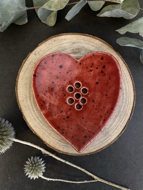 Handmade Ceramic Soap Dish – Heart - Heart • The Dartmoor Soap Company - muktibox.com