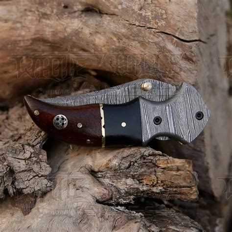 Handmade DIY Damascus Pocket Folding Knife Luxury Wood Handle … - balustradellc