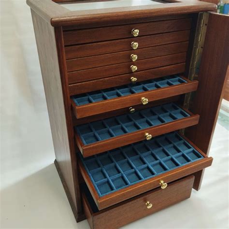Handmade Italian velvet coin cabinet with 7 drawers Walnut ... - Coins… - balustradellc