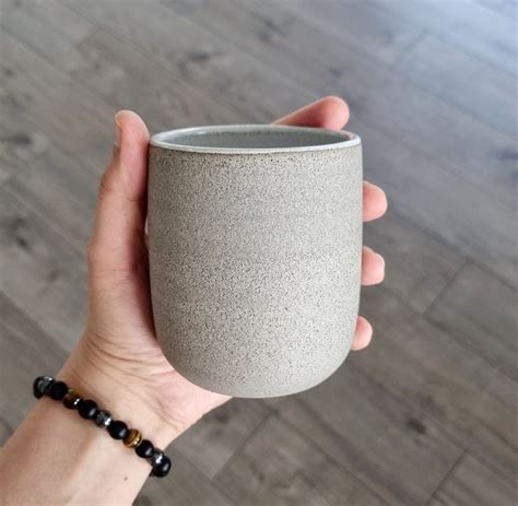 Handmade Stoneware Mug, Minimal Ceramic Cup for Coffee or Tea, Modern ... - muktibox.com