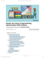 Hands-On Linear Programming: Optimization With Python - wintechmobiles.com