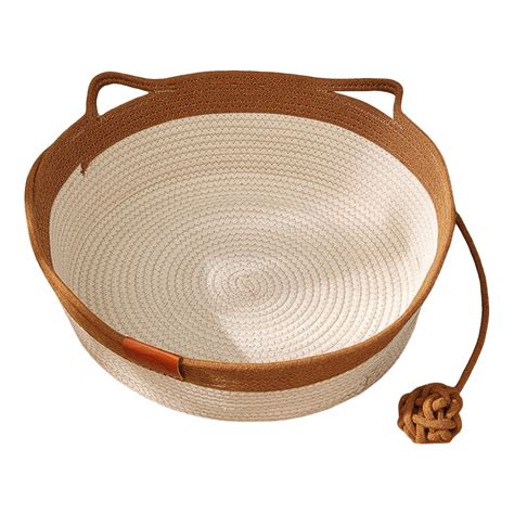 Handwoven Natural Rattan Pet Bed Breathable Sleeping Rope Weaving ... - raincitystudios.com