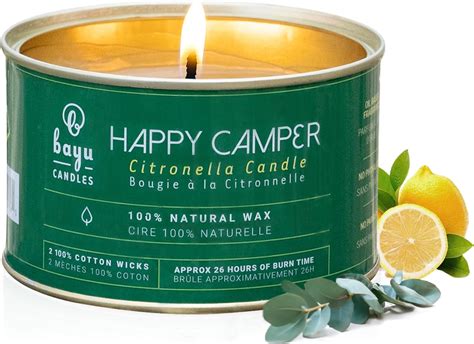 Happy Camper 12 oz Citronella Candle, All Natural with … - balustradellc