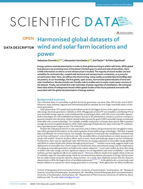 Harmonised global datasets of wind and solar farm locations and power - wintechmobiles.com