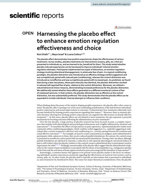 Harnessing the placebo effect to enhance emotion regulation ... - balustradellc