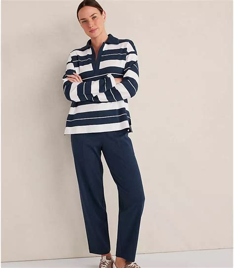 Haven Well Within Organic Cotton Interlock Stripe Johnny Collar Top ... - balustradellc