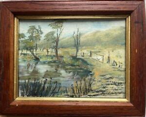 HAZEL COSWAY AUSTRALIAN OAK FRAMED OIL "GIPPSLAND …