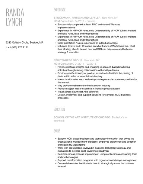 HCM Consultant Resume Sample MintResume