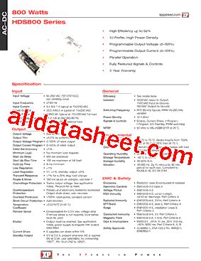 HDS800PS60 Datasheet(PDF) - XP Power Limited