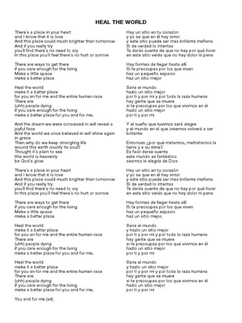 HEAL THE WORLD (EN ESPAÑOL) - Michael Jackson - balustradellc