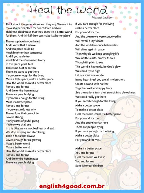 heal the world lyrics - XTECBlocs - balustradellc