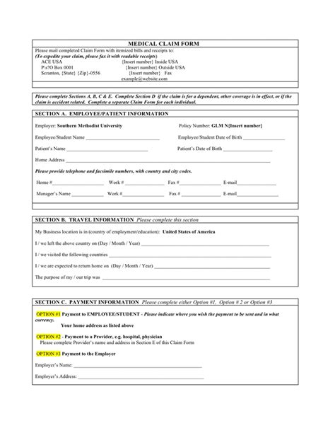 HEALTH CLAIM FORM