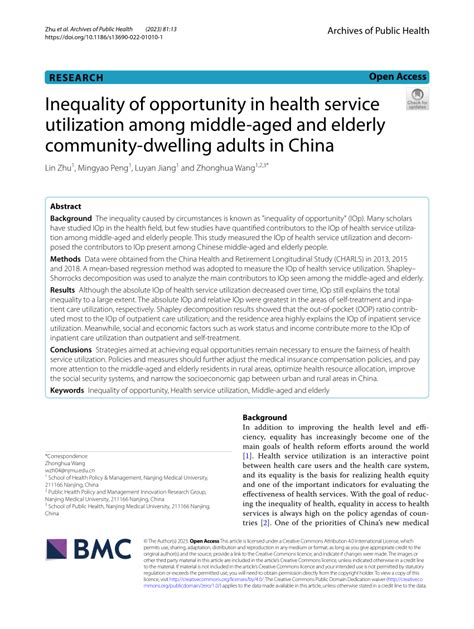 Health opportunity inequality in middle-aged and older adult ... - balustradellc