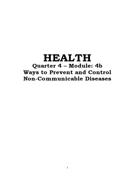 HEALTH Quarter 4 Module 4b Ways to Prevent and Control Non