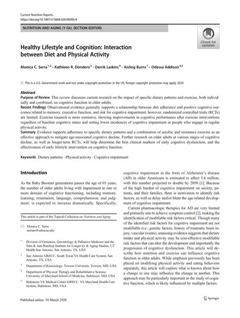Healthy Lifestyle and Cognition: Interaction between Diet ... - Springer - balustradellc