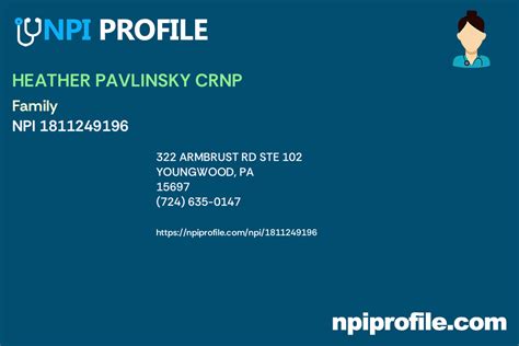 HEATHER PAVLINSKY CRNP NPI 1811249196 - NPI Profile