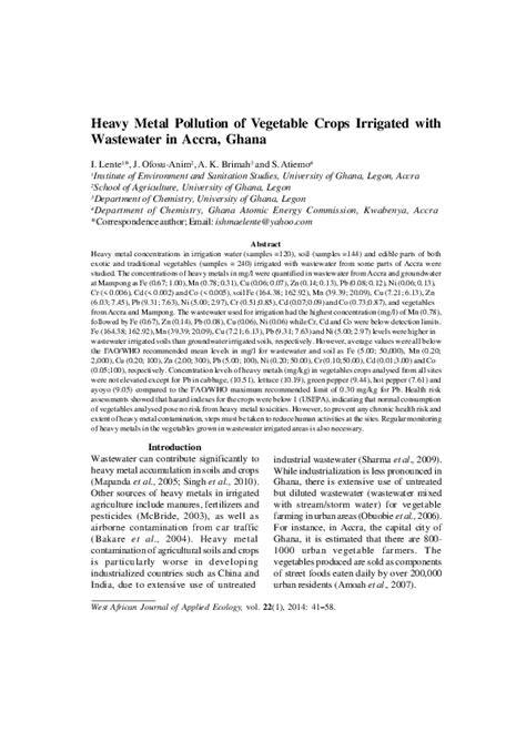 Heavy metal pollution of vegetable crops irrigated with wastewater 41 ... - raincitystudios.com
