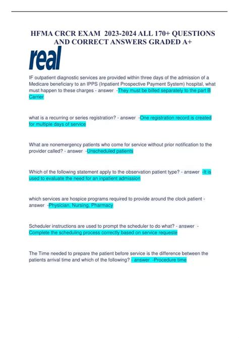HFMA CRCR exam 2023 with 100 correct answers GRADED A/LATEST VERSION
