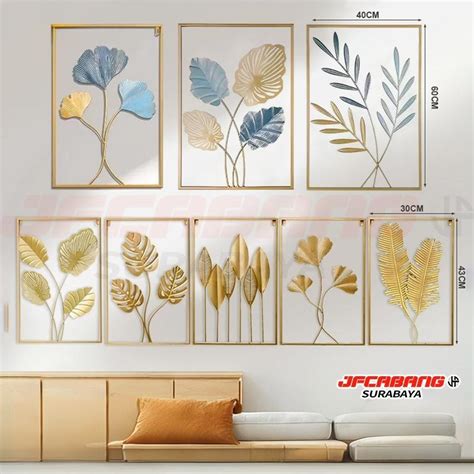 Hiasan Dinding Besi Nordic Logam Motif Daun 30cm x 85cm - IJU103 - balustradellc