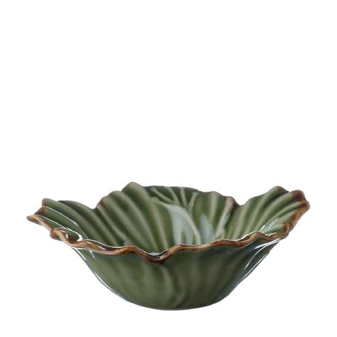 Hibiscus Rice Bowl Dark Green Gloss - muktibox.com