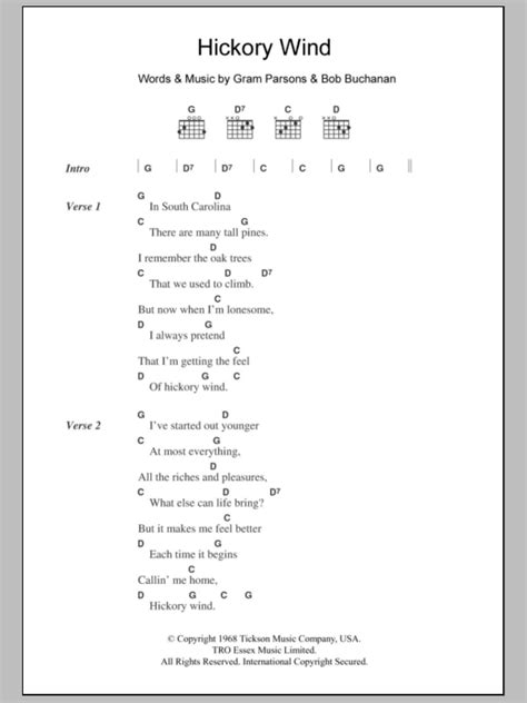 HICKORY WIND CHORDS (ver 2) by Gram Parsons - Ultimate Guitar