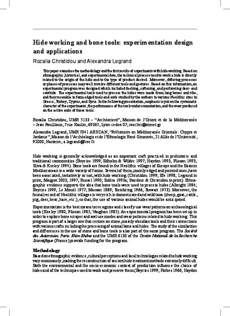 Hide working and bone tools: experimentation design and applications - wintechmobiles.com