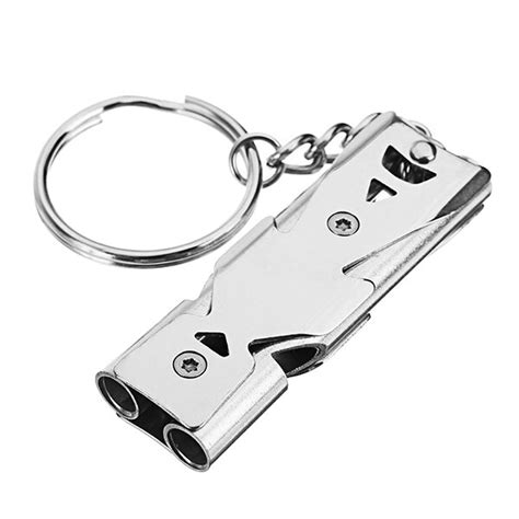 High Decibel Whistle Keychain Stainless Steel Double Pipe Camping ... - balustradellc