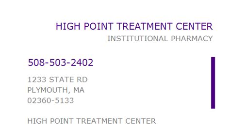 HIGH POINT TREATMENT CENTER INC. NPI 1932691524