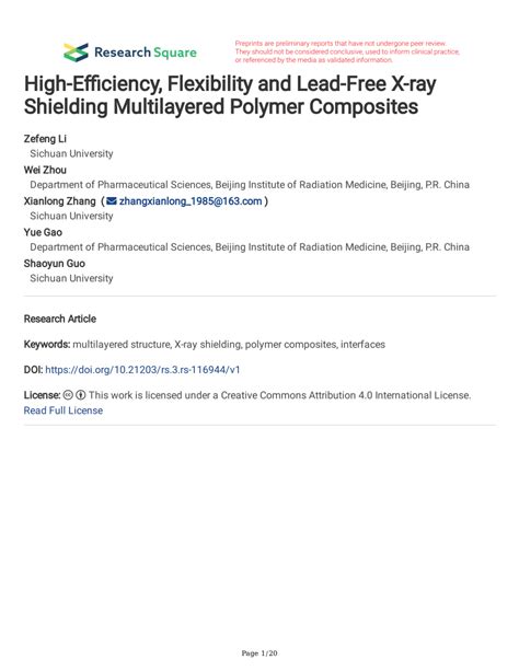 High-efficiency, flexibility and lead-free X-ray shielding multilayered ... - wintechmobiles.com