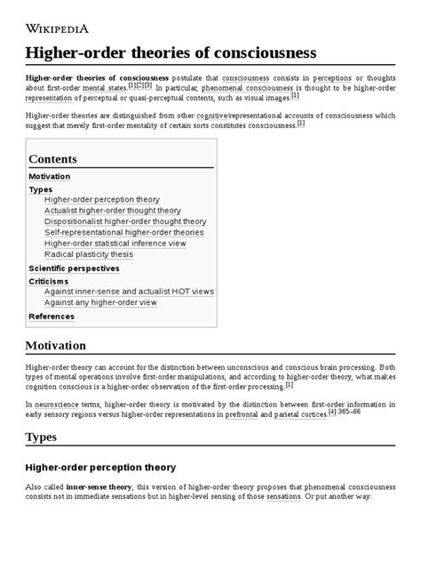 Higher-Order Theories of Consciousness - Stanford Encyclopedia of ... - balustradellc