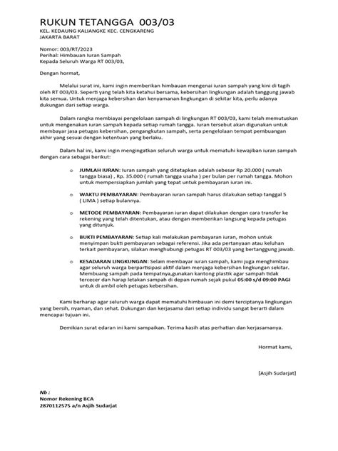 Himbauan Iuran Sampah RT 003/03 - Scribd - raincitystudios.com