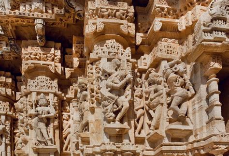 Hindu Gods Carved On Wall royalty-free images - balustradellc