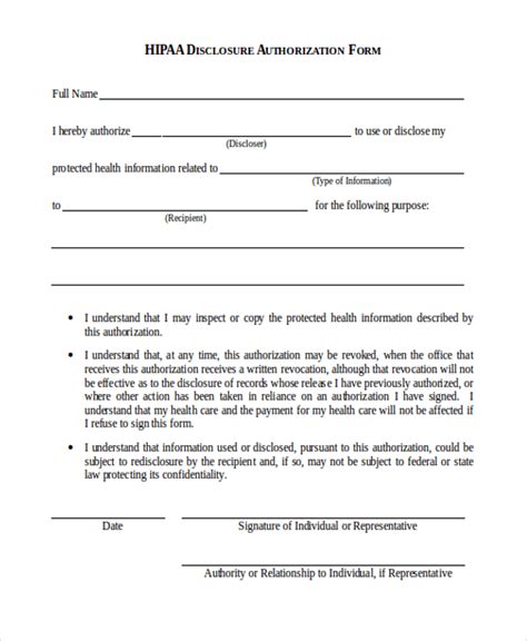 HIPAA Authorization Sample Form Free Download