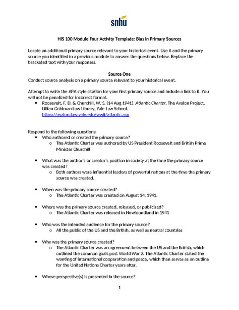 HIS 100 Module Four Activity Bias Template HIS 100 Module Four