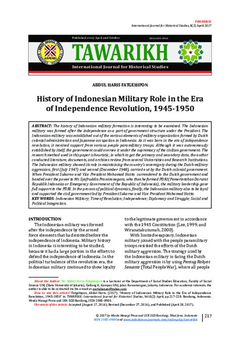 History of Indonesian Military Role in the Era of Independence ... - wintechmobiles.com