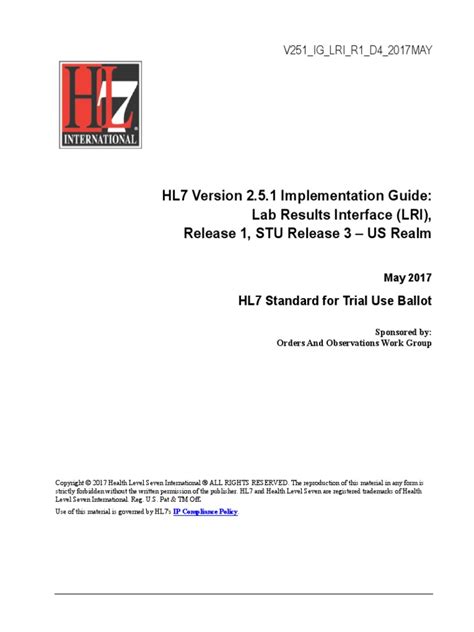 HL7 Version 2.5.1 Implementation Guide: Laboratory Results …