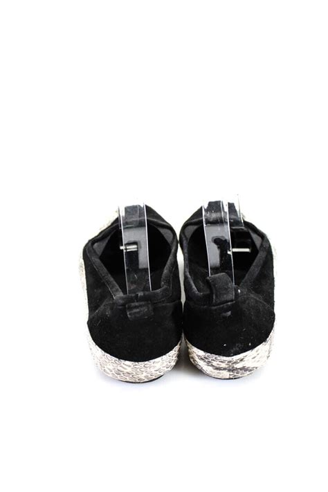 HM Damen 8 Schwarz Foto Wildleder Teerand Spitzzehen Flats Bin1