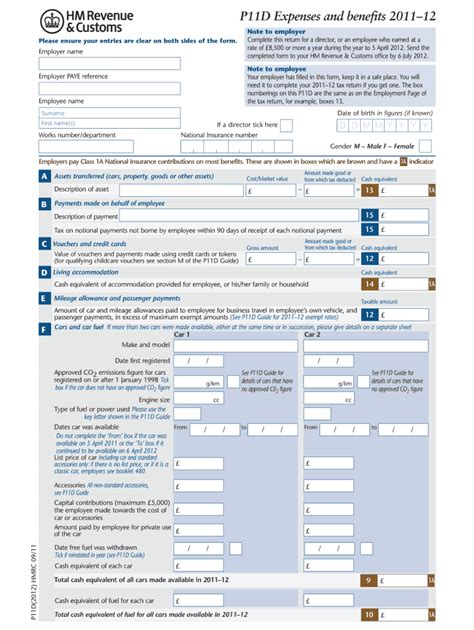HMRC P11D FORM PDF
