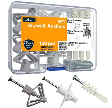 Hollow Wall Anchors Kit With Screws Grey And White Pla... - balustradellc