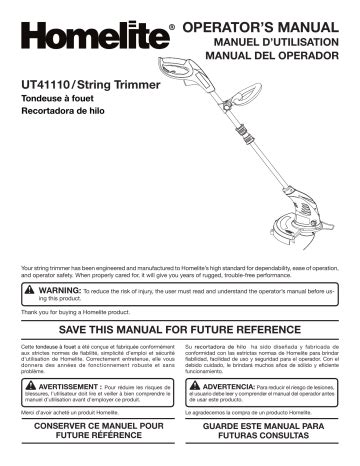 HOMELITE UT41110 OPERATOR