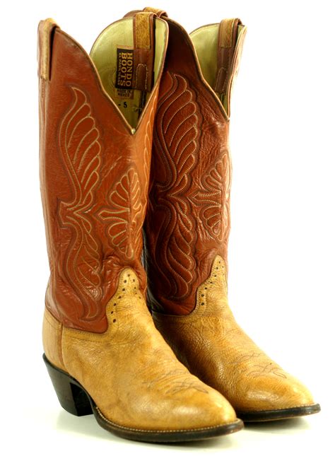 HONDO BOOTS Mens Cowboy Western Boots Tan Wax Genuine …