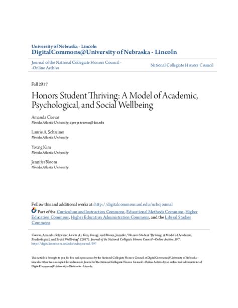 Honors Student Thriving: A Model of Academic, Psychological, and - balustradellc