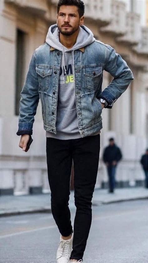 Hoodie with Denim Shirt Outfits For Men - Lookastic - balustradellc