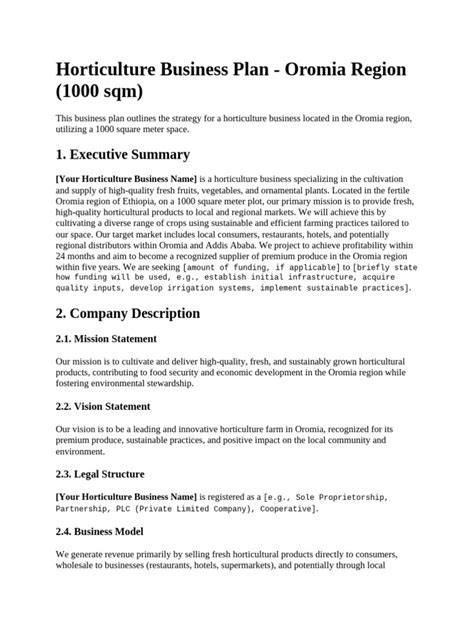 Horticulture Business Plan Example | PDF | British … - raincitystudios.com